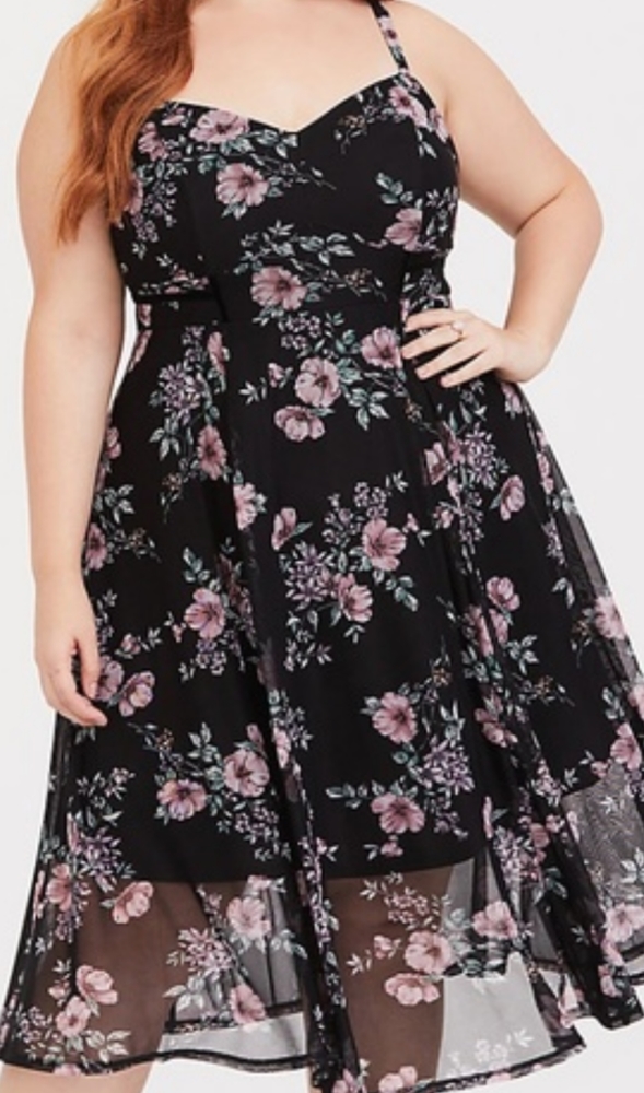 Torrid 6x black with pink floral dress